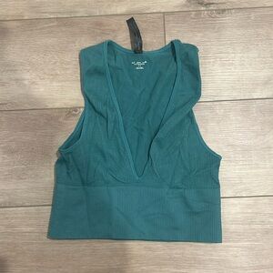 Urban Outfitters Out From Under Ribbed Vneck Crop Top Blue Green